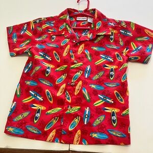 Red Surfboard Button-Down Shirt